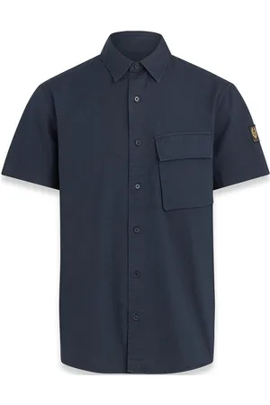 Belstaff Scale Short Sleeve Shirt Navy
