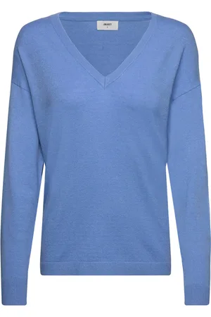 Object Objthess L/S V-Neck Knit Pullover Noos Blue