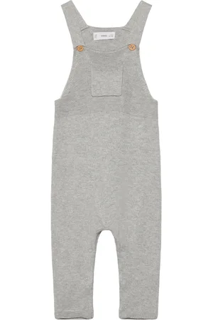 MANGO Long Knitted Dungarees Grey
