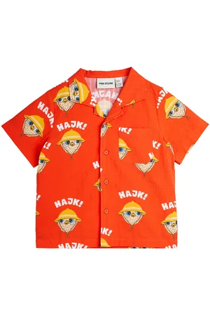 Mini Rodini Hike Aop Woven Ss Shirt Red