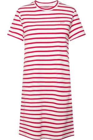 GANT Striped Ss T-Shirt Dress Red