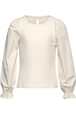 Lindex Top With Woven Sleeves Cream