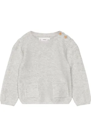 MANGO Knit Pockets Sweater Grey