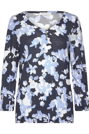 TOM TAILOR T-Shirt Crincle Alloverprint Navy