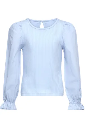Lindex Top With Woven Sleeves Blue