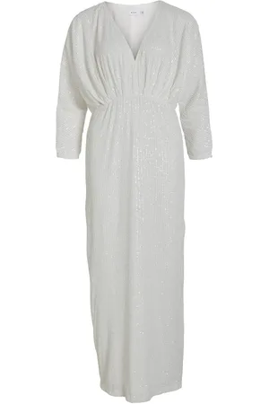 VILA Vimaia V-Neck L/S Maxi Dress/Br/Dc Grey