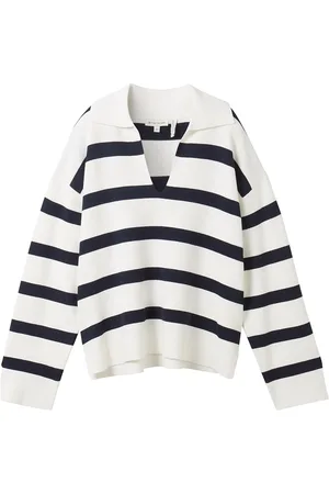 TOM TAILOR Knit Pullover Striped White