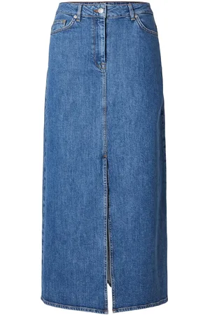 SELECTED Slfbella Hw Maxi Marine Blue Denim Skirt Blue