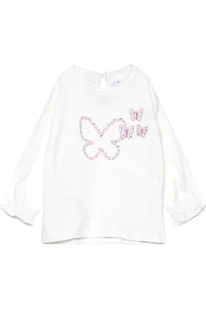 MANGO Embroidered Butterflies T-Shirt White