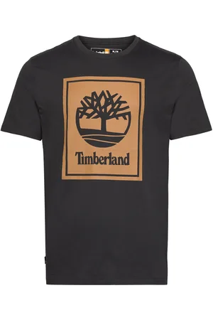 Timberland Stack Logo Short Sleeve Tee Black/Wheat Boot Black