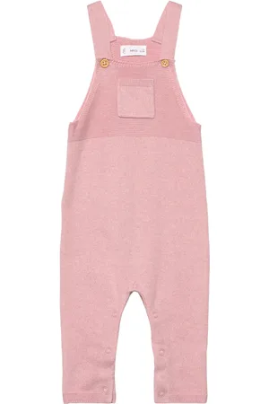 MANGO Long Knitted Dungarees Pink