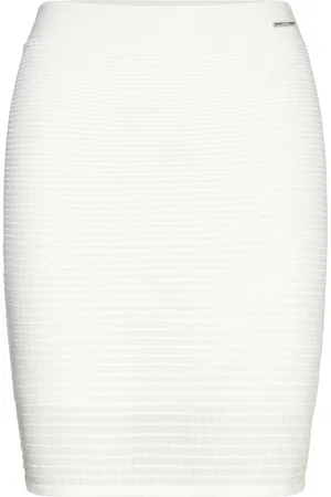Calvin Klein Geometric Knit Fitted Skirt White