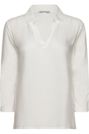 TOM TAILOR T-Shirt Fabric Mix W Collar White