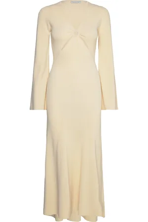 By Malina Nadia Ring Front Knitted Midi Dress Yellow