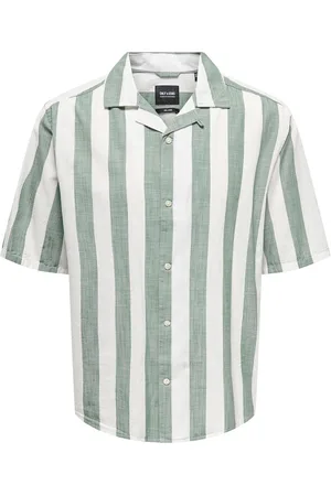 Only & Sons Onstes Rlx Ctn Slub Stripe Ss Shirt Noos Green