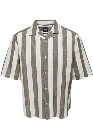 Only & Sons Onstes Rlx Ctn Slub Stripe Ss Shirt Noos Green