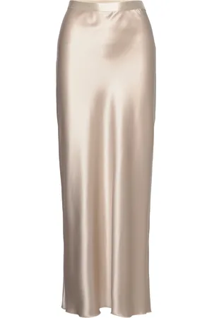 Ahlvar Gallery Hana Long Logo Satin Skirt Cream