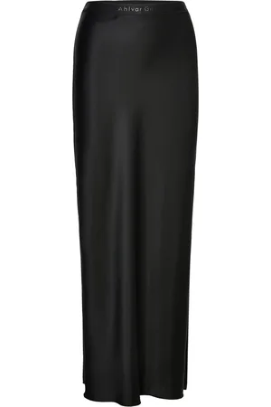 Ahlvar Gallery Hana Long Logo Satin Skirt Black
