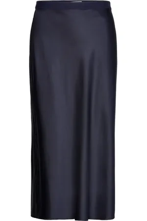 Ahlvar Gallery Hana Satin Silk Skirt Blue
