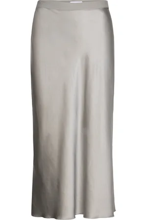 Ahlvar Gallery Hana Satin Silk Skirt Grey
