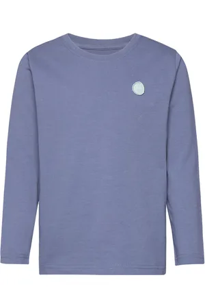 Knowledge Cotton Apparal Regular Fit Badge Long Sleeved - Go Blue