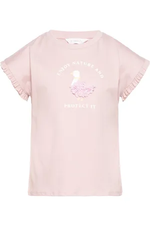 MANGO Printed Cotton-Blend T-Shirt Pink