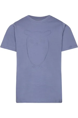 Knowledge Cotton Apparal Regular Big Owl T-Shirt - Gots/Vega Blue