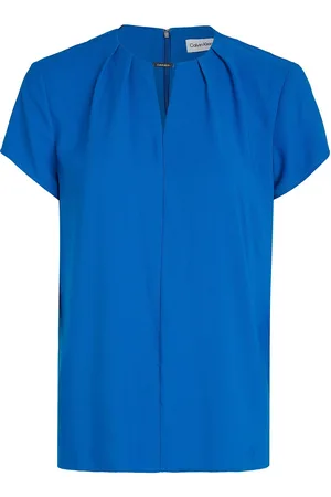Calvin Klein Metal Bar Short Sleeve Blouse Blue