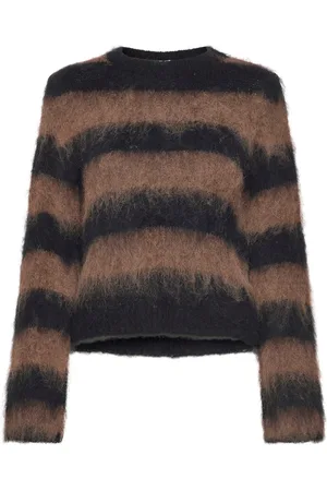 MANGO Fur-Effect Knitted Sweater Brown