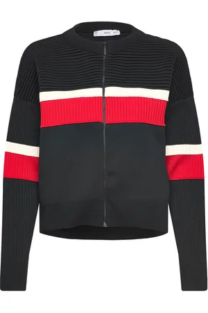 MANGO Ribbed Cardigan With Zip Black
