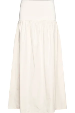 MANGO Elastic Panel Flared Skirt Cream