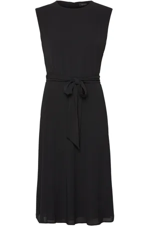 Ralph Lauren Belted Bubble Crepe Dress Black