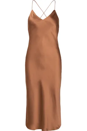Ralph Lauren Charmeuse Slip Dress Brown