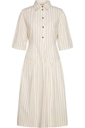 Stella Nova Striped Midi Dress Cream
