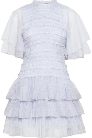 By Malina Minnie Short Sleeve Lace Mini Dress Blue