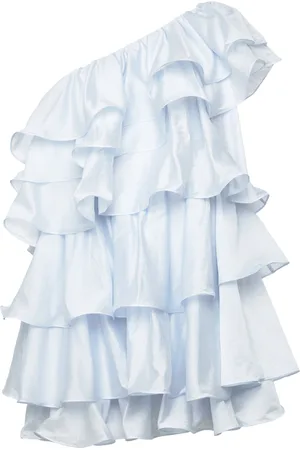 By Malina Amber Shoulder Frill Mini Dress Blue