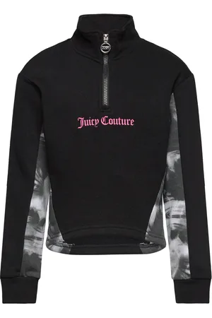 Juicy Couture Marbel Print Panel Quarter Zip Funnel Bb Black
