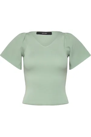 VERO MODA Vmginny Ss V-Neck Pullover Noos Green