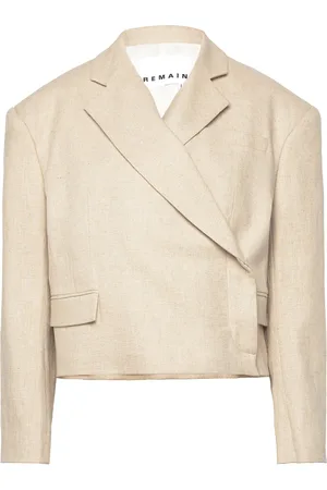 REMAIN Birger Christensen Over D Crop Blazer Beige
