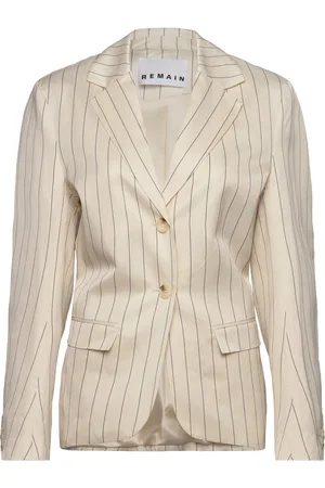 REMAIN Birger Christensen Drapy Striped Blazer Cream