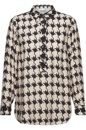 Coster Copenhagen Shirt In Houndstooth Mix Print Black