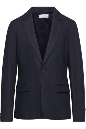 MANGO Linen Suit Jacket Navy
