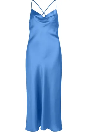Object Objsateen S/L Midi Dress E Div Blue