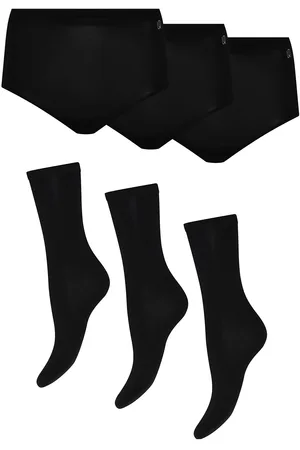 URBAN QUEST 3-Pack Women Bamboo Maxi Brief + 3 -Pack Basic Socks Black