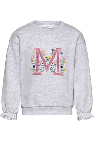 MANGO Embroidered Printed Hoodie Grey