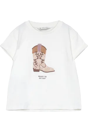 MANGO Embossed Printed T-Shirt White