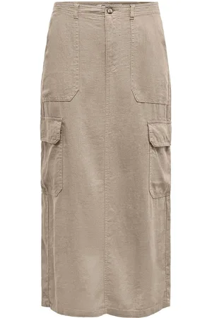 ONLY Onlmalfy-Caro Linen Long Skirt Pnt Beige