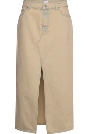 Filippa K Long Slit Denim Skirt Beige