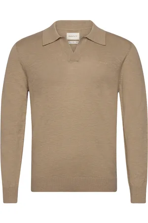 GANT Cotton Linen Open Polo Khaki