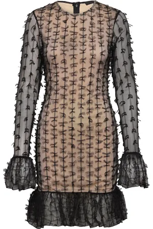 ROTATE Bow Mesh Mini Dress Black